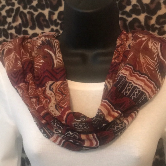 Beautiful Burgundy, Navy and Tan Scarf - Picture 3 of 4